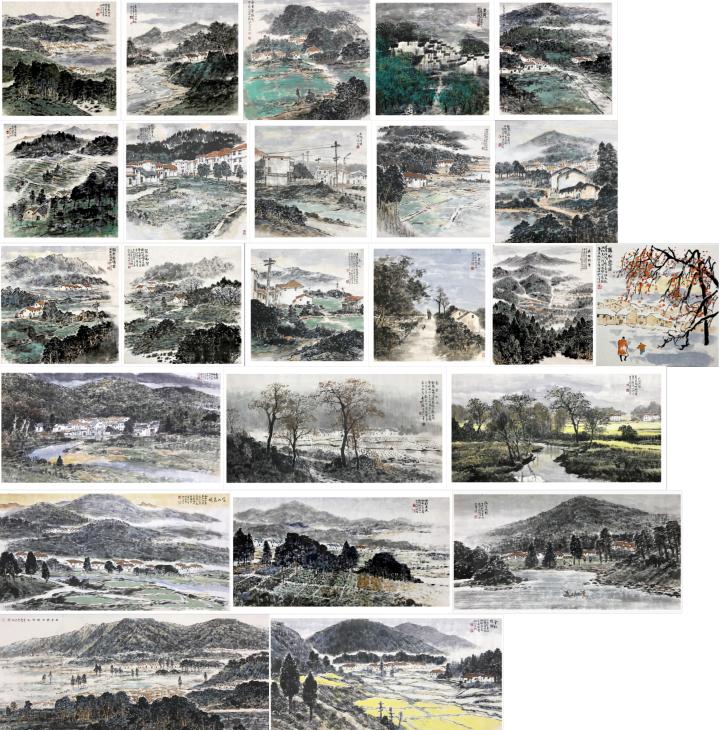 现代⽥园⼭⽔画派的创始⼈浔陌作品赏析-图3